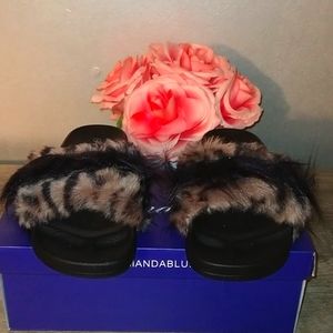 Faux Fur Slide Sandal Cheetah